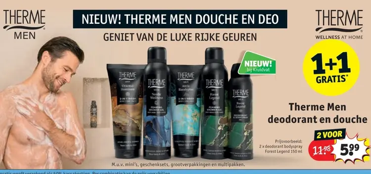 Promotie: Therme Men deodorant en douche