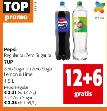 Offre: Pepsi Regular ou Zero Sugar ou 7UP Zero Sugar