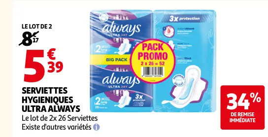 Promotie: Serviettes hygieniques ultra Always