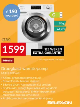 Aanbieding: Droogkast warmtepomp MITEL695WP
