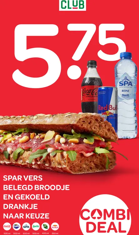 Aanbieding: Spar vers belegd broodje en gekoeld drankje naar keuze