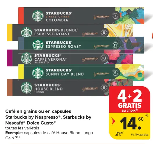 Offre: Café en grains ou en capsules Starbucks by Nescafé