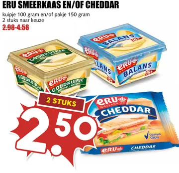 Aanbieding: ERU SMEERKAAS EN/OF CHEDDAR