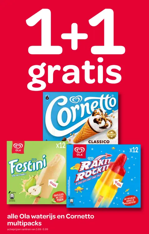 Aanbieding: Ola waterijs en Cornetto