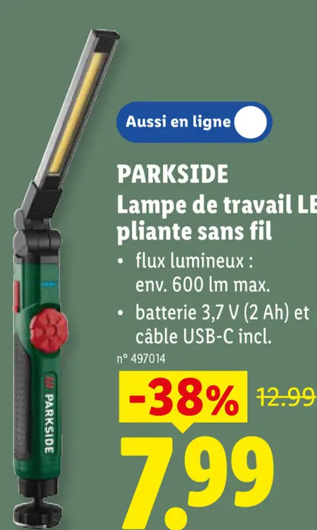 Offre: Lampe de travail LED pliante sans fil