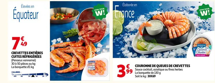 Offre: Crevettes entières cuites réfrigérées