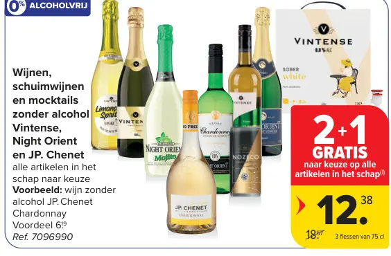 Promotie: Wijnen, schuimwijnen en mocktails zonder alco