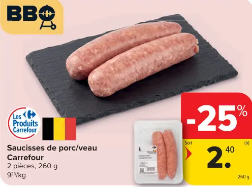 Offre: Saucisses de porc/veau
