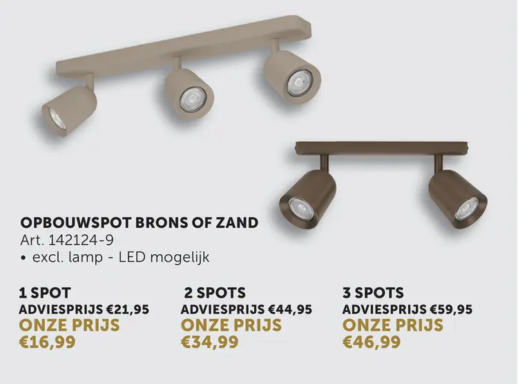 Aanbieding: Opbouwspot brons of zand