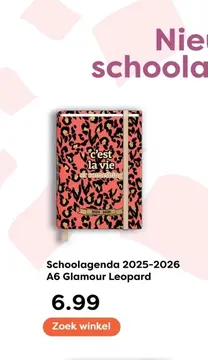 Aanbieding: Schoolagenda 2025-2026 A6 Glamour Leopard