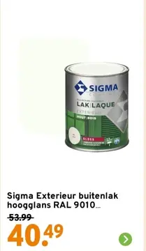 Aanbieding: Sigma Exterieur buitenlak hoogglans RAL 9010