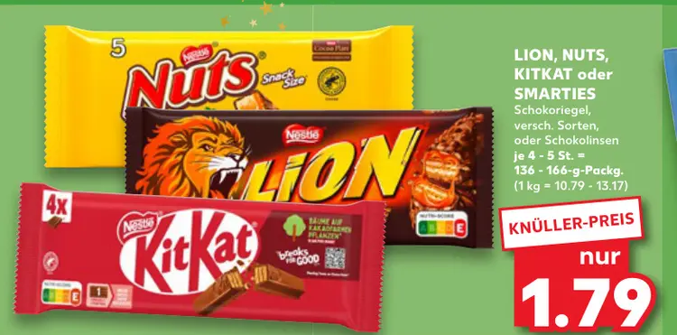 Aanbieding: LION, NUTS, KITKAT oder SMARTIES