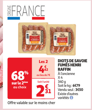 Offre: DIOTS DE SAVOIE FUMÉS HENRI RAFFIN