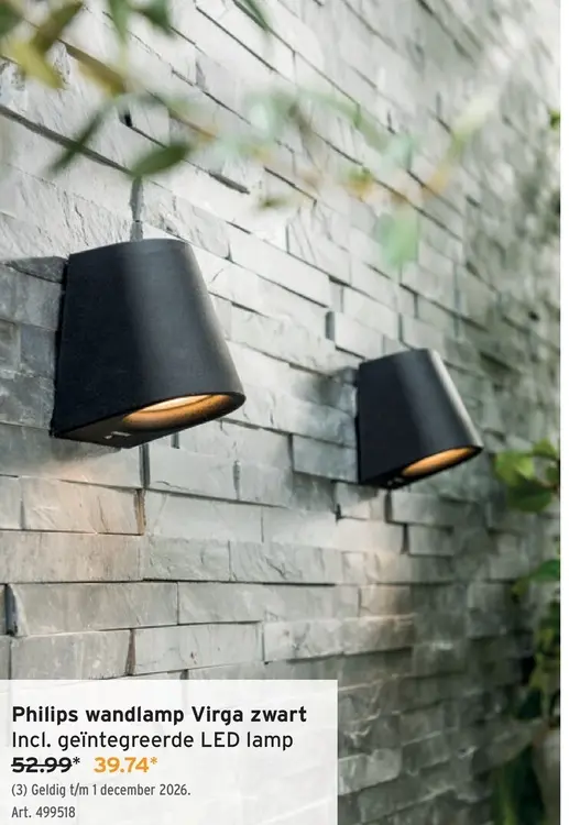 Promotie: Wandlamp Virga zwart