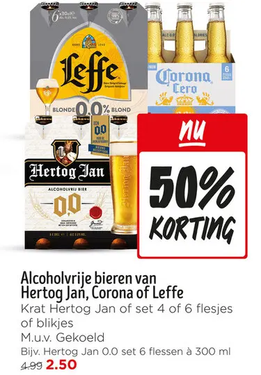 Aanbieding: Alcoholvrije bieren van Hertog Jan, Corona of Leffe