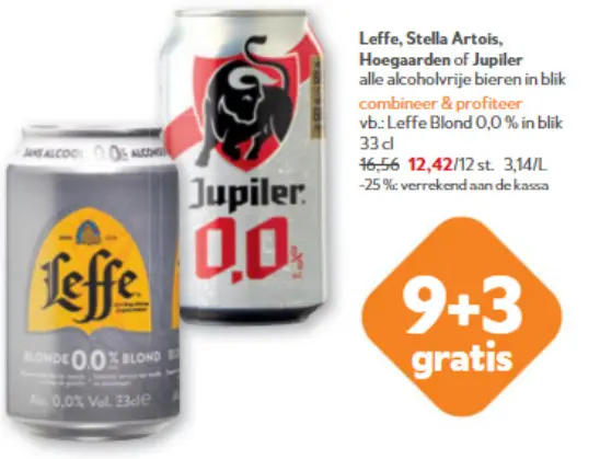 Promotie: Leffe, Stella Artois, Hoegaarden of Jupiler alcoholvrije bieren