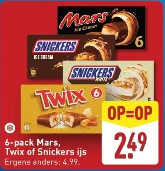 Aanbieding: Mars, Twix of Snickers ijs