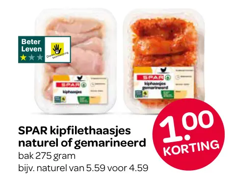 Aanbieding: kipfilethaasjes naturel of gemarineerd