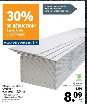 Offre: Plaque de plâtre