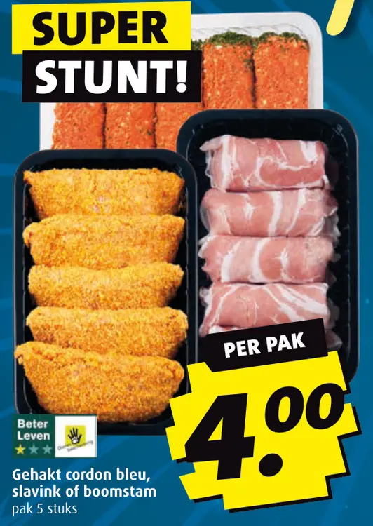 Aanbieding: Gehakt cordon bleu, slavink of boomstam