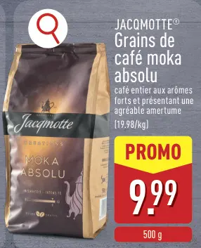 Offre: JACQMOTTE® Grains de café moka absolu