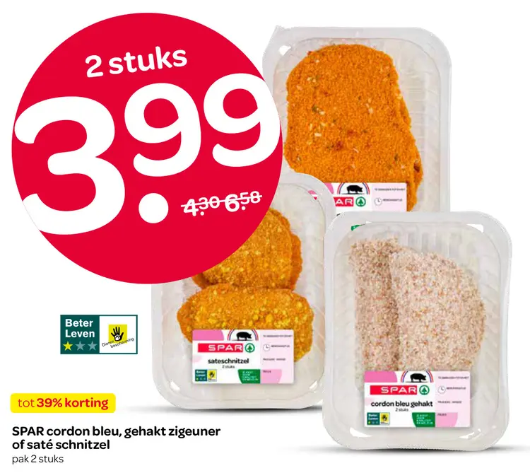 Aanbieding: Cordon bleu, gehakt zigeuner of saté schnitzel