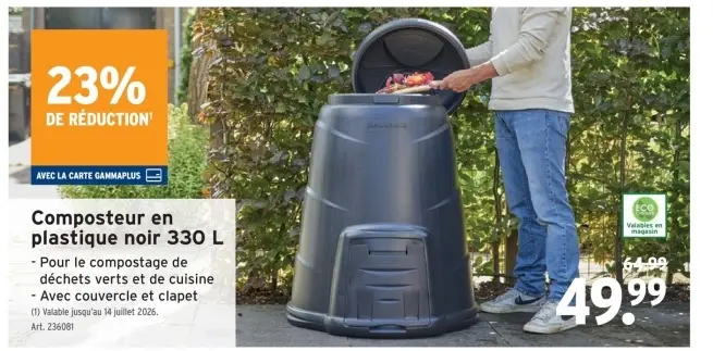 Offre: Composteur en plastique noir
