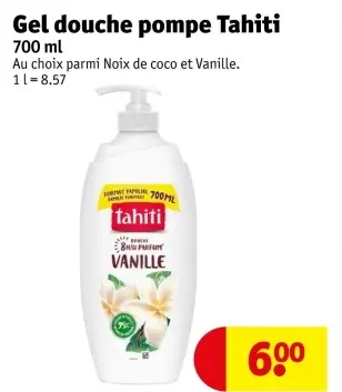 Offre: Gel douche pompe