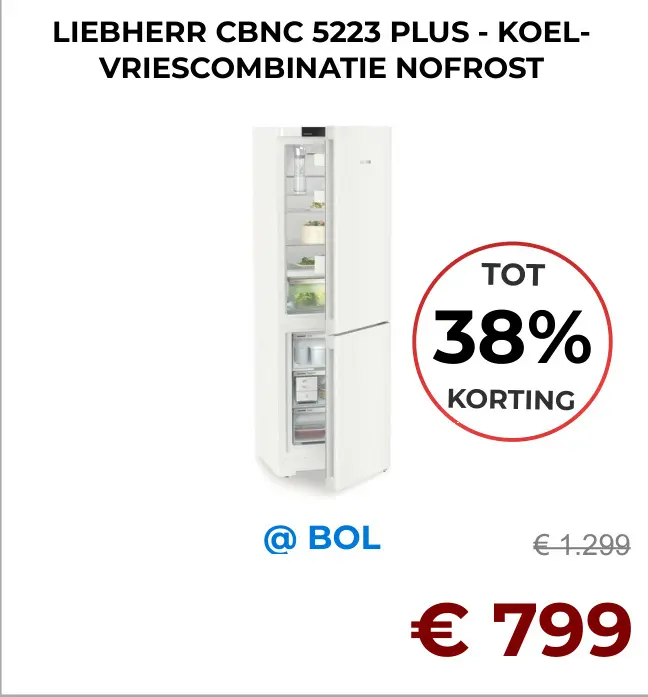 Aanbieding: Cbnc 5223 plus - koel-vriescombinatie nofrost