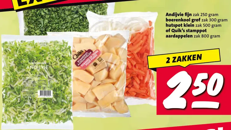 Aanbieding: Quik's Andijvie fijn, boerenkool grof, hutspot klein of stamppot aardappelen