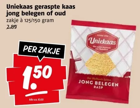 Aanbieding: Geraspte kaas jong belegen of oud