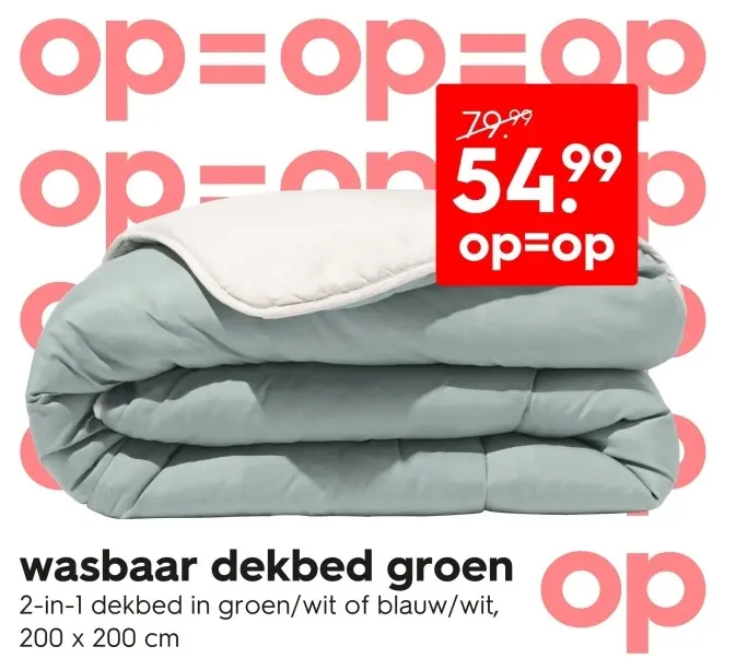 Aanbieding: wasbaar dekbed groen