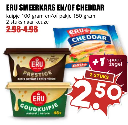 Aanbieding: Eru smeerkaas en/of cheddar