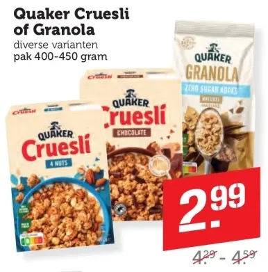 Aanbieding: Cruesli of Granola