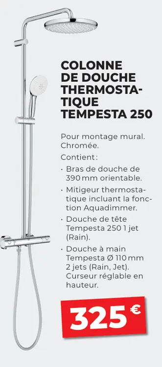 Offre: Colonne de douche thermostatique tempesta 250