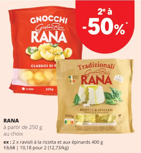 Offre: RANA Gnocchi / Ravioli à la ricotta et aux épinards