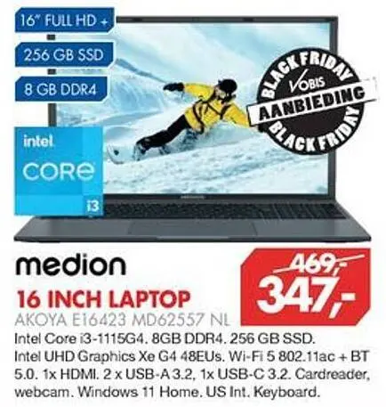 Aanbieding: 16 inch laptop akoya e16423 md62557 nl