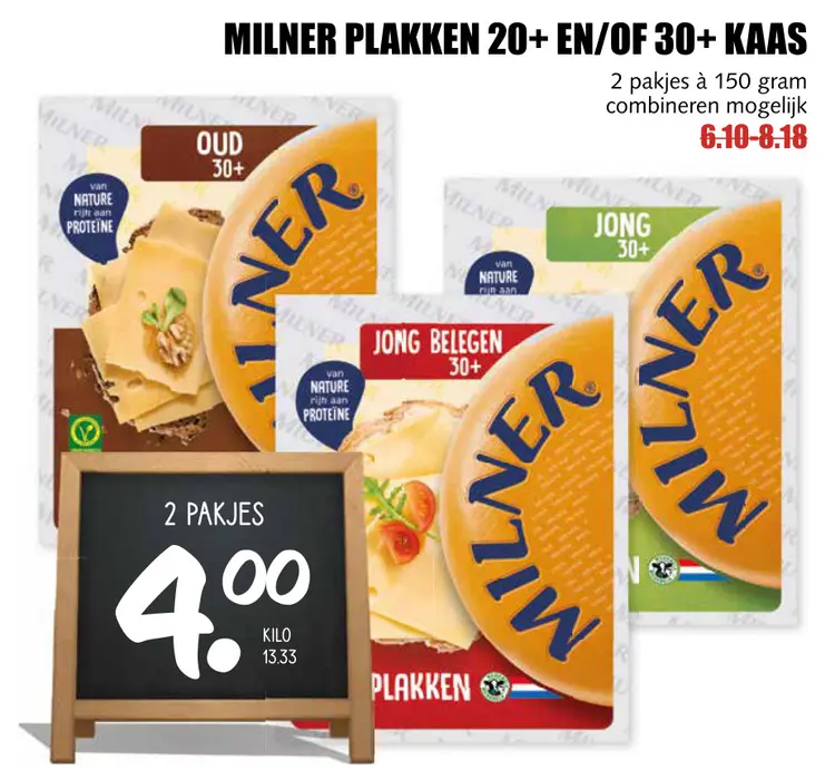 Aanbieding: Milner plakken 20+ en/of 30+ kaas