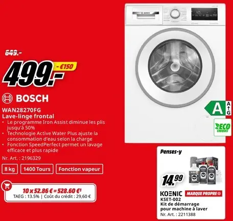 Offre: Lave-linge frontal