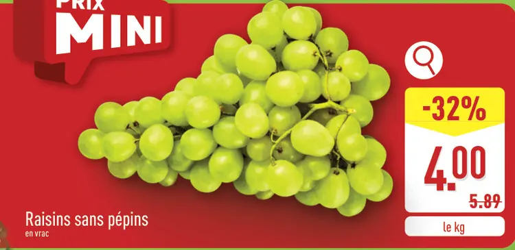 Offre: Raisins sans pépins