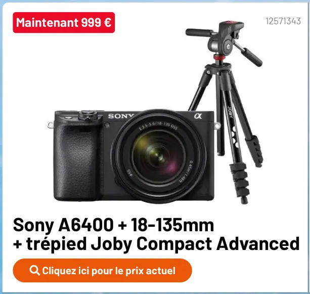 Offre: Sony A6400 + 18-135mm + trépied Joby Compact 