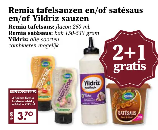 Aanbieding: Remia tafelsauzen en/of satésaus en/of Yildri