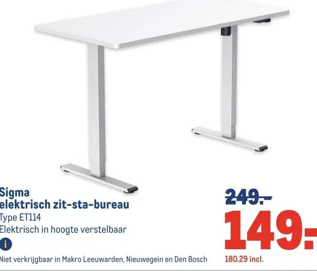Aanbieding: elektrisch zit-sta-bureau