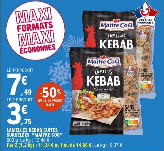 Offre: Lamelles kebab cuites surgelées