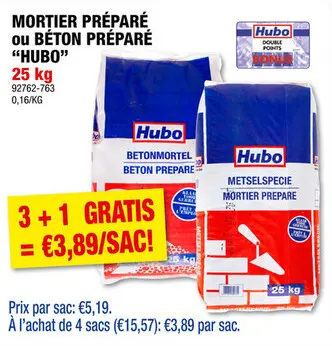 Offre: Hubo mortier préparé 25kg