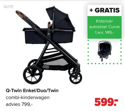 Aanbieding: Q-Twin Enkel/Duo/Twin combi-kinderwagen