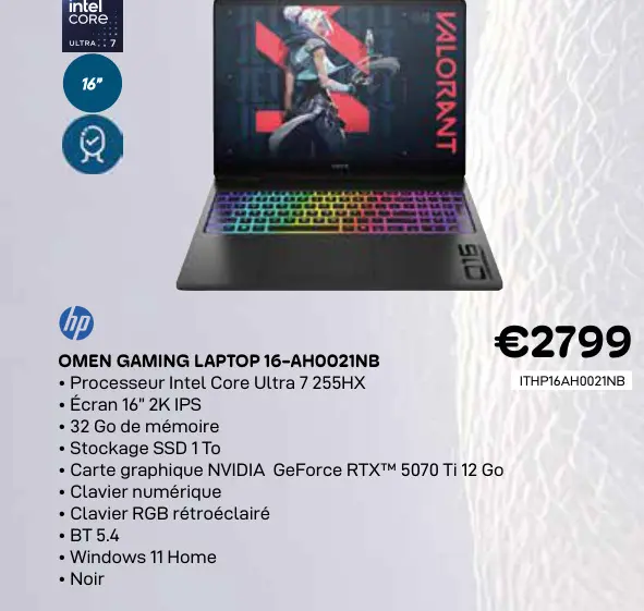 Offre: Omen gaming laptop 16-ah0021nb