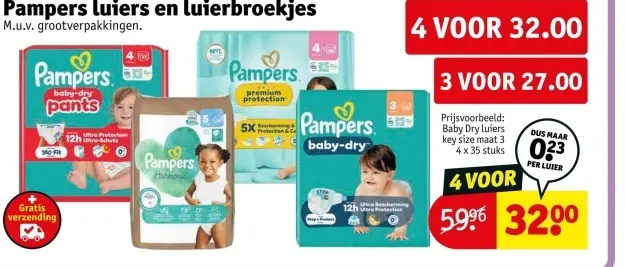 Aanbieding: Pampers luiers en luierbroekjes