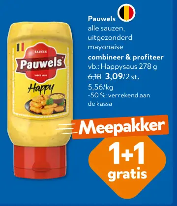 Promotie: alle sauzen, uitgezonderd mayonaise