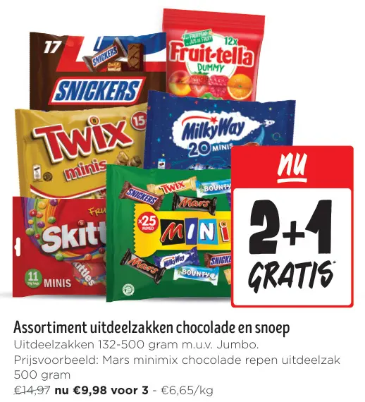 Aanbieding: Assortiment uitdeelzakken chocolade en snoep